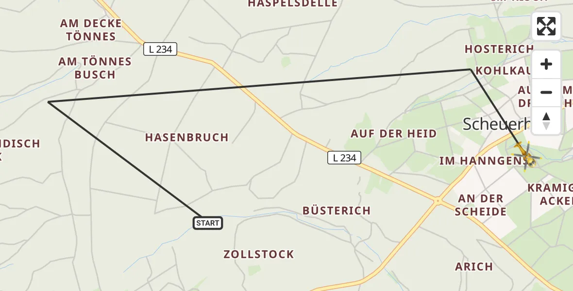 Flugroute Ambulanzhubschrauber Bad Münstereifel - Bad Münstereifel, 06 Juni 2026, 14:26