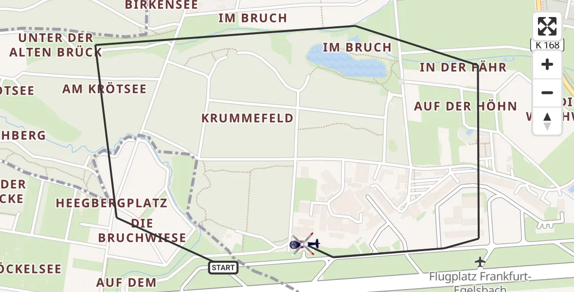 Flugroute Polizeihubschrauber Flughafen Frankfurt-Egelsbach - Flughafen Frankfurt-Egelsbach, 06 Juni 2026, 15:11