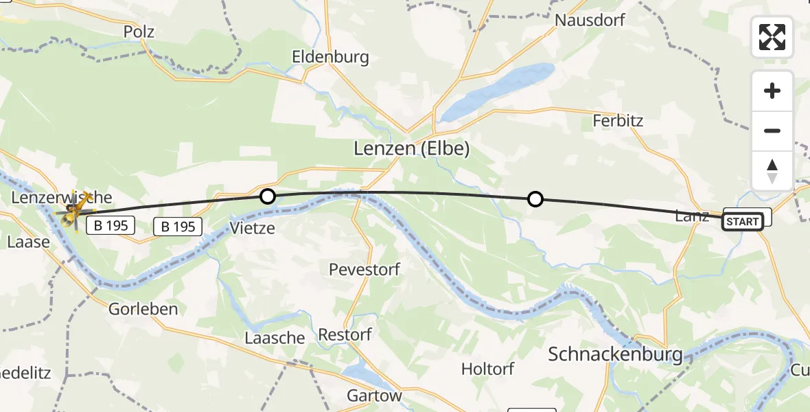 Flugroute Rettungshubschrauber Lanz - Lenzerwische, 06 Juni 2026, 17:06