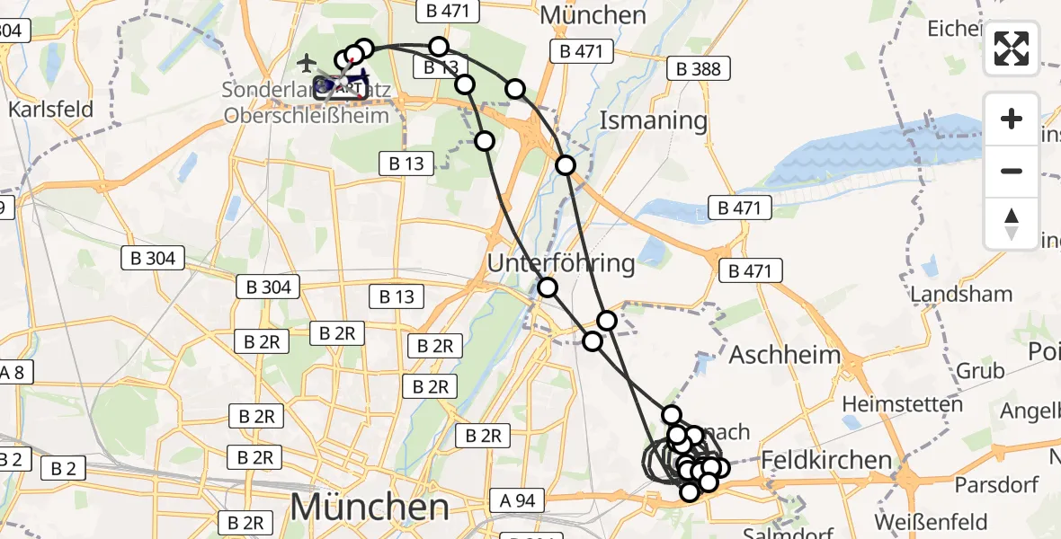 Flugroute Polizeihubschrauber Oberschleißheim - Oberschleißheim, 06 Juni 2026, 20:19