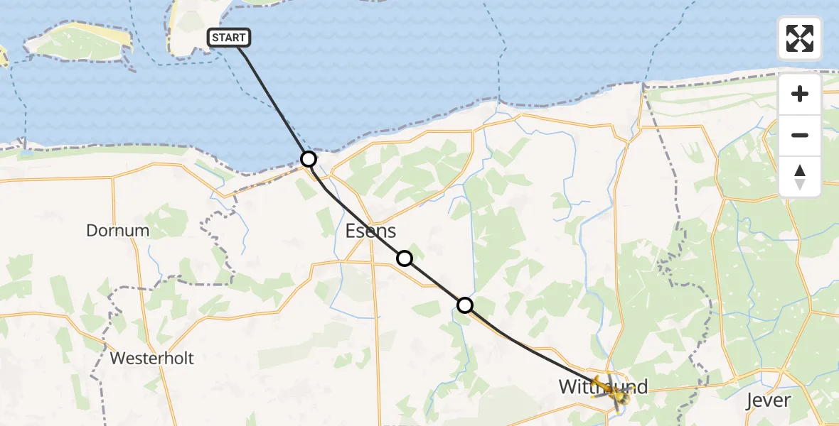Flugroute Rettungshubschrauber Noordzee - Wittmund, 07 Juni 2026, 05:48