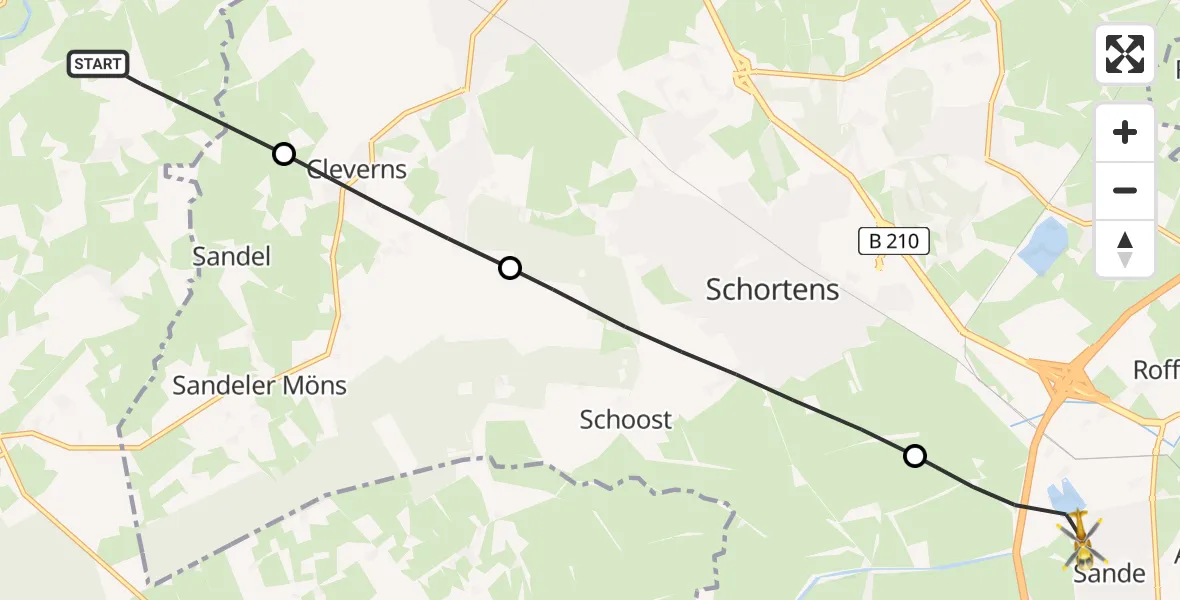 Flugroute Rettungshubschrauber Wittmund - Sande, 07 Juni 2026, 06:13