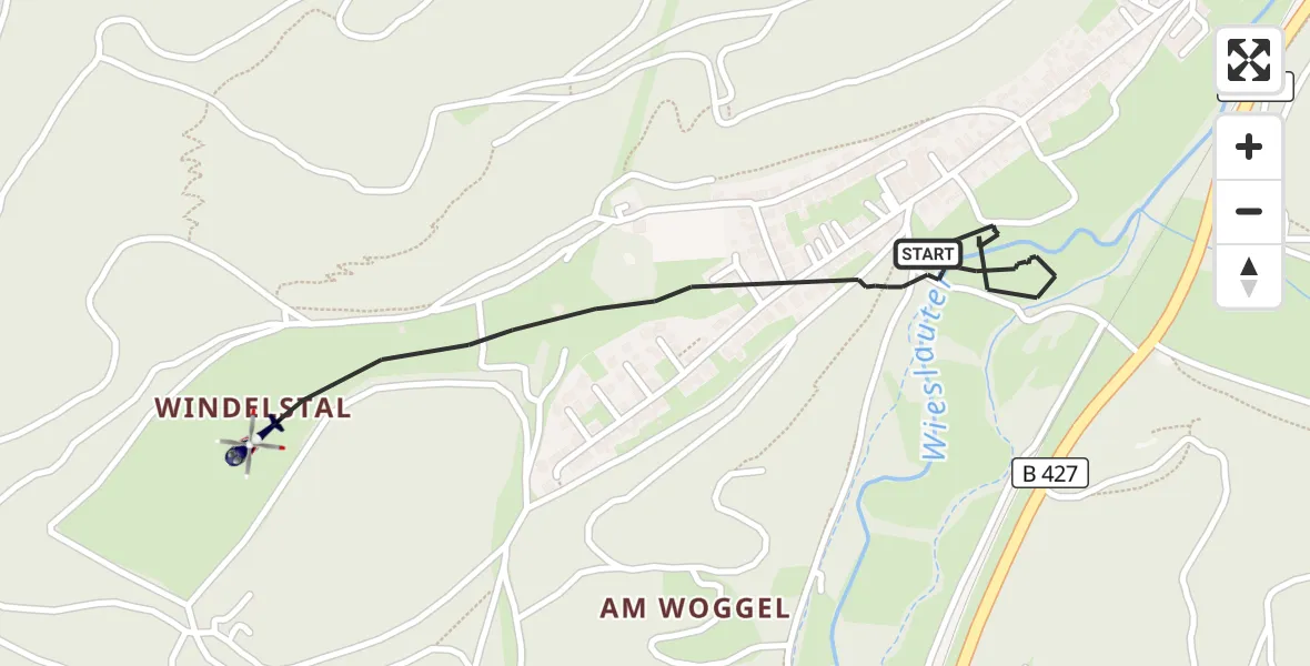 Flugroute Polizeihubschrauber Hinterweidenthal - Hinterweidenthal, 07 Juni 2026, 06:29