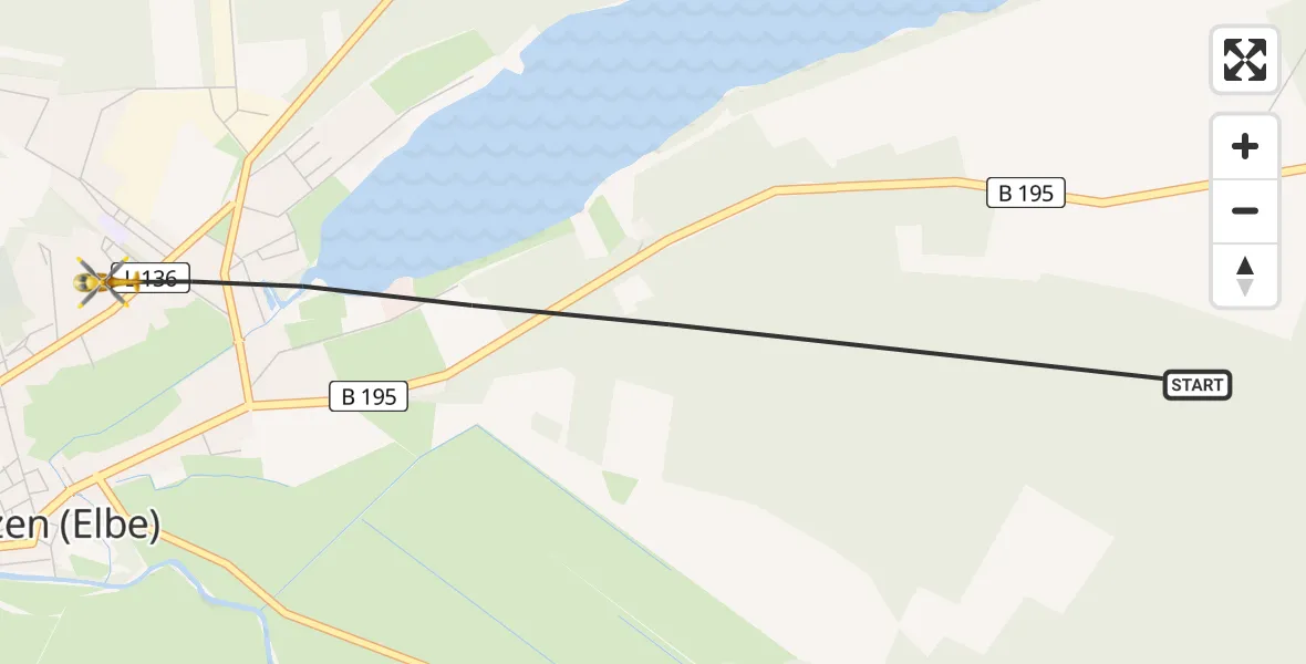 Flugroute Rettungshubschrauber Lenzen (Elbe) - Lenzen (Elbe), 07 Juni 2026, 08:00