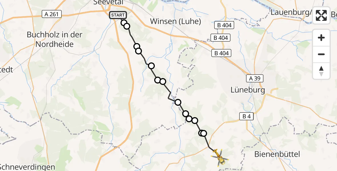 Flugroute Rettungshubschrauber Seevetal - Betzendorf, 07 Juni 2026, 09:19