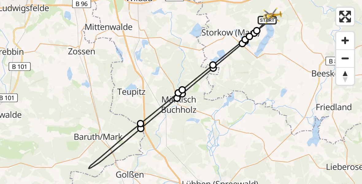 Flugroute Rettungshubschrauber Bad Saarow - Bad Saarow, 07 Juni 2026, 09:34
