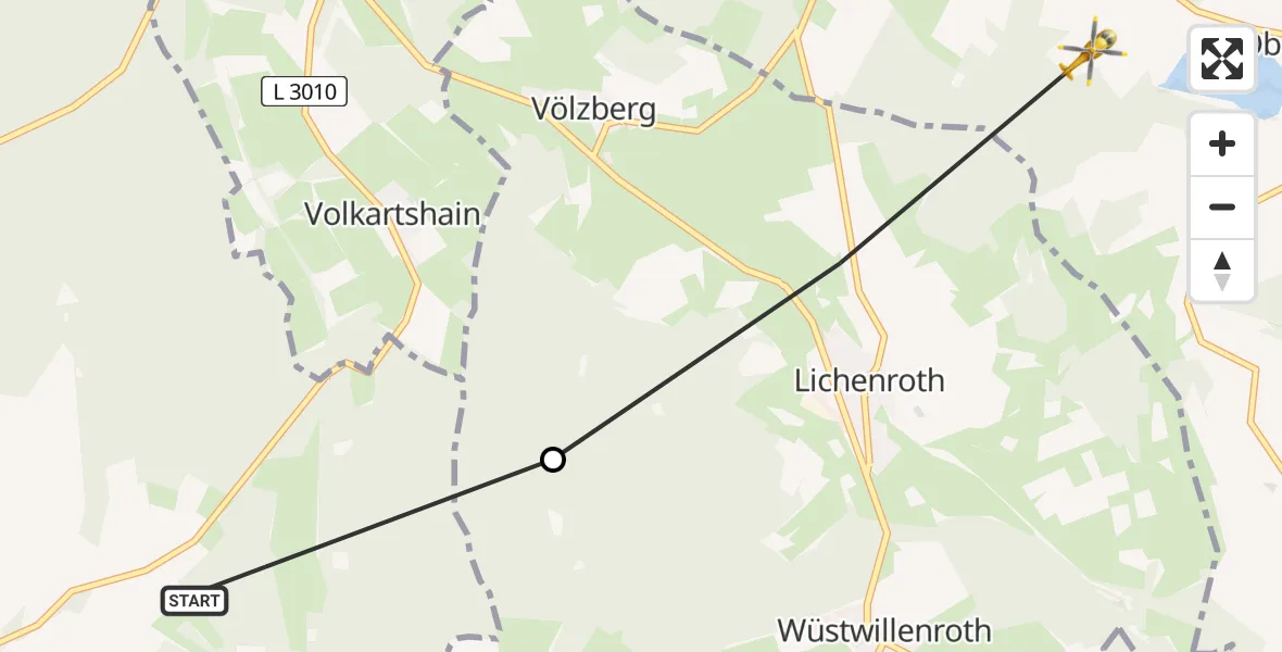 Flugroute Rettungshubschrauber Gedern - Freiensteinau, 07 Juni 2026, 10:23