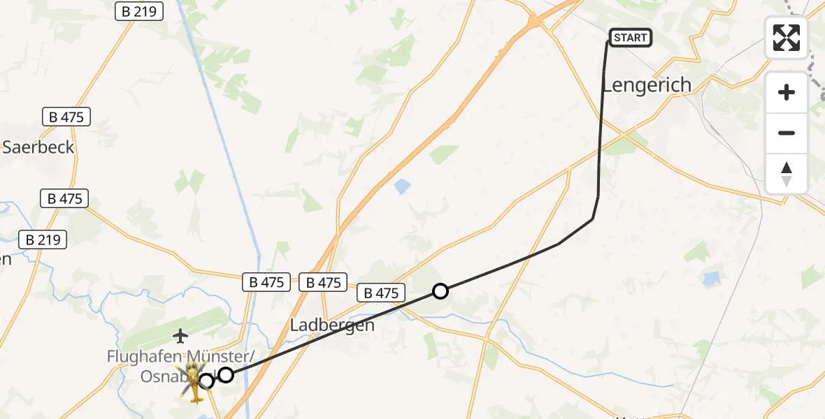 Flugroute Ambulanzhubschrauber Lengerich - Christoph  Westfalen-ADAC, 07 Juni 2026, 11:38