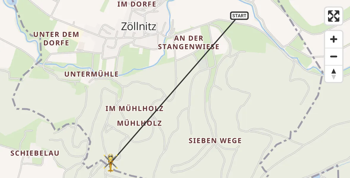 Flugroute Rettungshubschrauber Zöllnitz - Sulza, 07 Juni 2026, 12:32