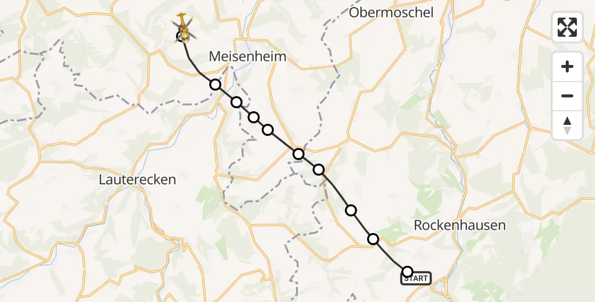 Flugroute Rettungshubschrauber Imsweiler UL - Desloch, 07 Juni 2026, 12:37