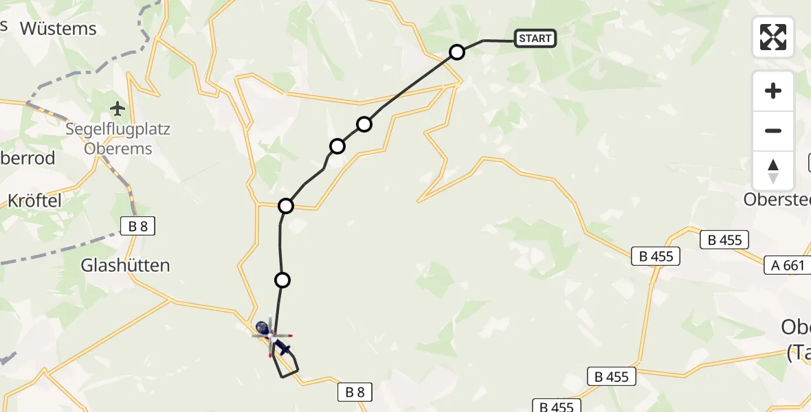 Flugroute Polizeihubschrauber Neu-Anspach - Königstein im Taunus, 07 Juni 2026, 12:43