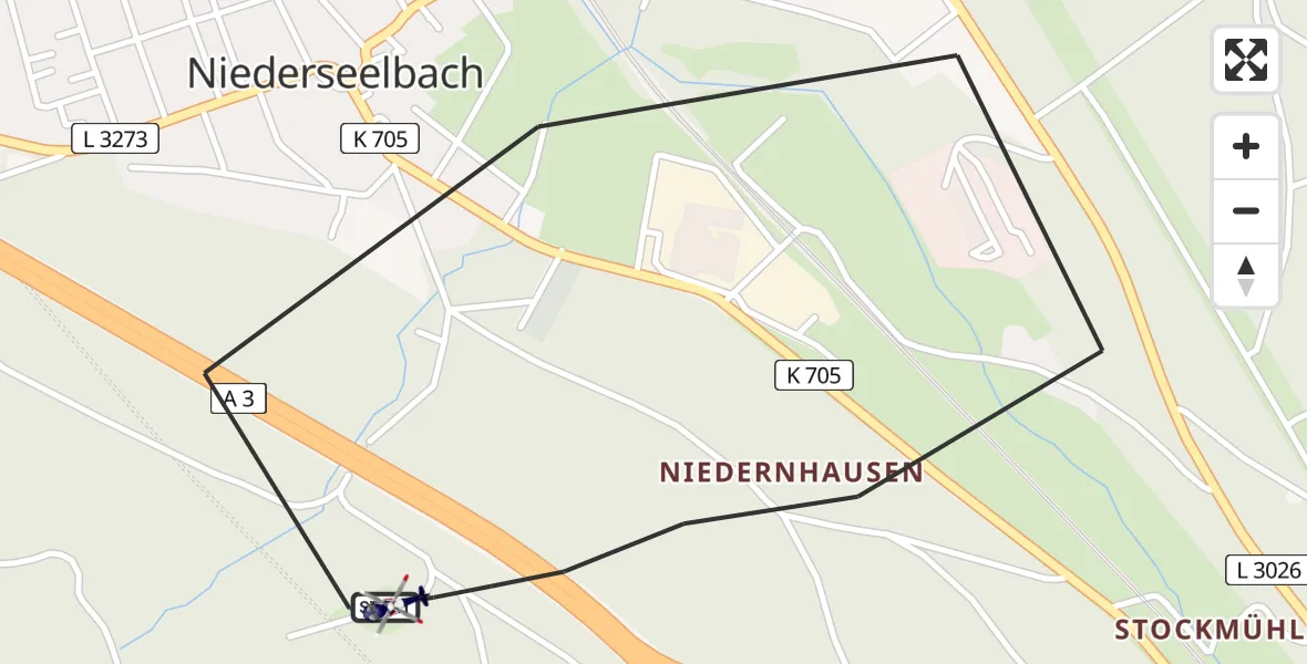 Flugroute Polizeihubschrauber Niedernhausen - Niedernhausen, 07 Juni 2026, 13:06