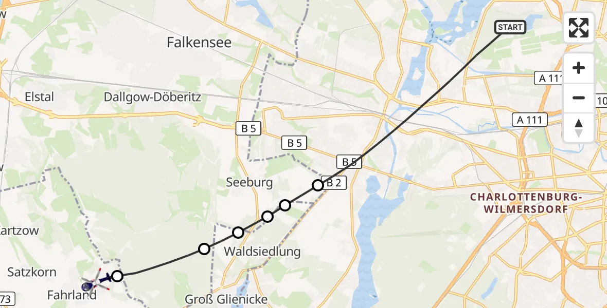 Flugroute Polizeihubschrauber Berlin - Potsdam, 07 Juni 2026, 13:42