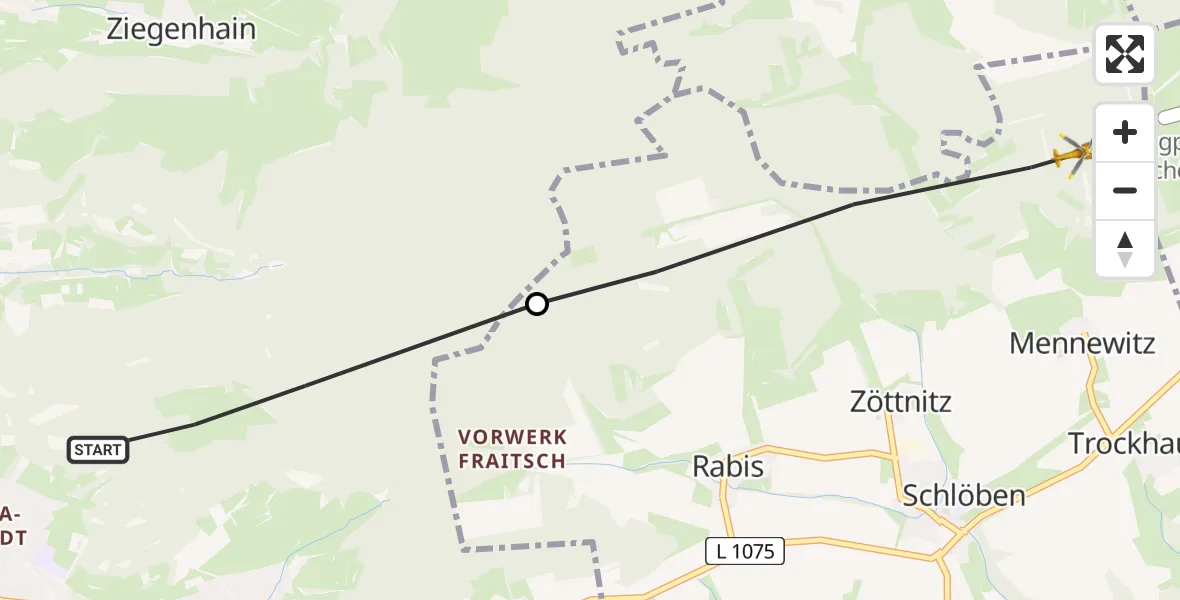 Flugroute Rettungshubschrauber Jena - Schlöben, 07 Juni 2026, 14:38