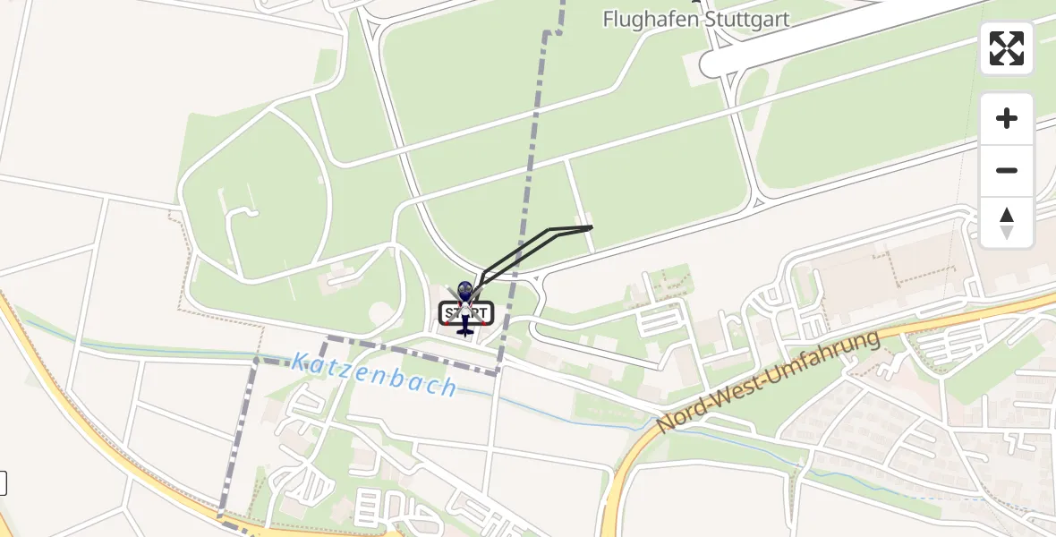 Flugroute Polizeihubschrauber Flughafen Stuttgart - Flughafen Stuttgart, 07 Juni 2026, 14:45
