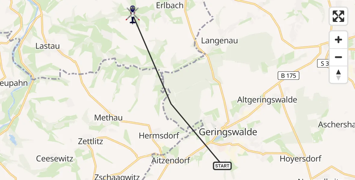 Flugroute Polizeihubschrauber Geringswalde - Colditz, 07 Juni 2026, 14:49