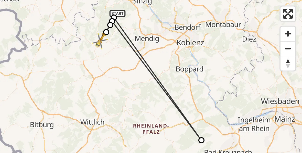 Flugroute Ambulanzhubschrauber Kesseling - Adenau, 07 Juni 2026, 15:10