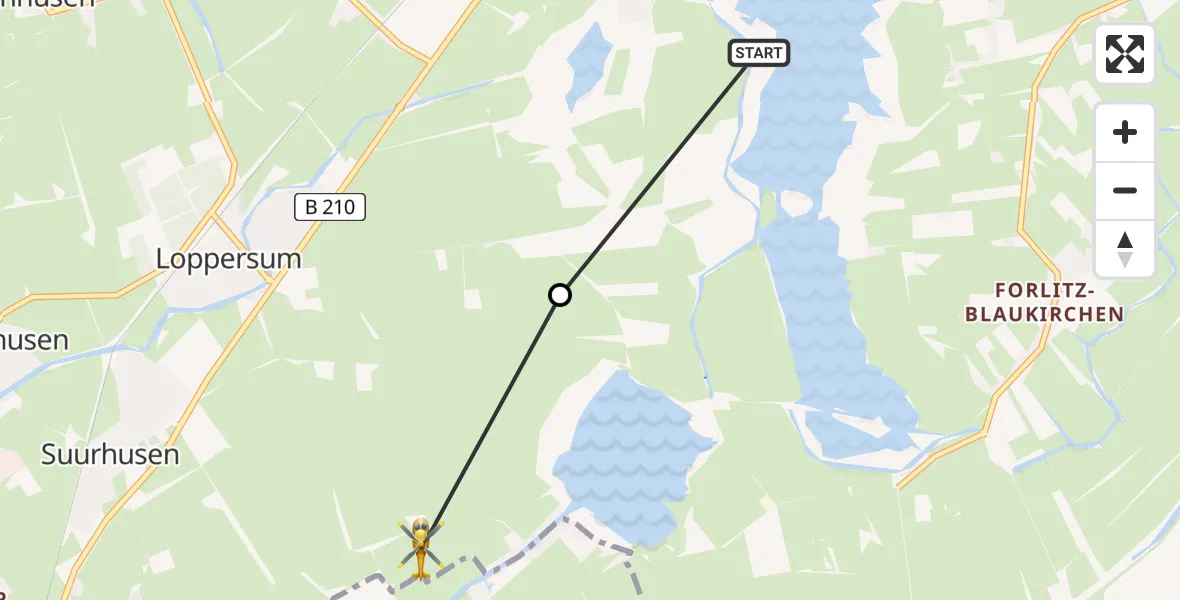 Flugroute Ambulanzhubschrauber Südbrookmerland - Hinte, 07 Juni 2026, 16:09