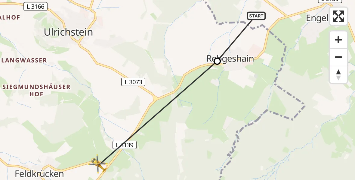 Flugroute Rettungshubschrauber Lautertal (Vogelsberg) - Ulrichstein, 07 Juni 2026, 16:26