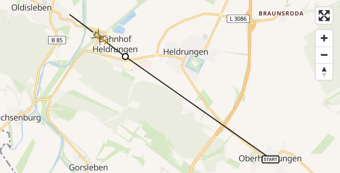 Flugroute Rettungshubschrauber Oberheldrungen - An der Schmücke, 07 Juni 2026, 16:30