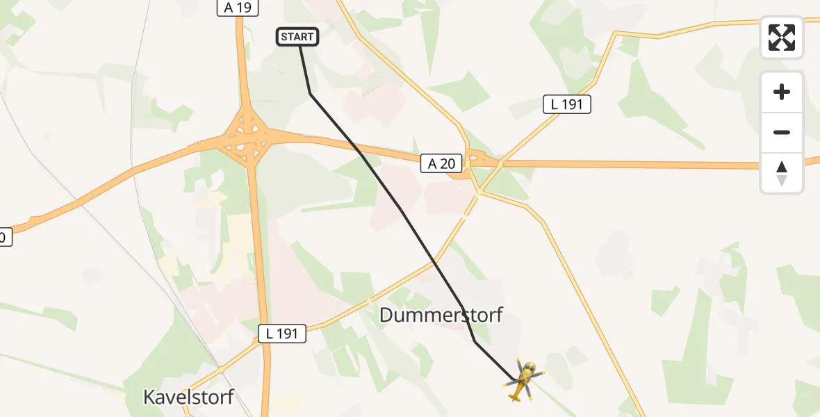 Flugroute Ambulanzhubschrauber Dummerstorf - Dummerstorf, 07 Juni 2026, 17:08