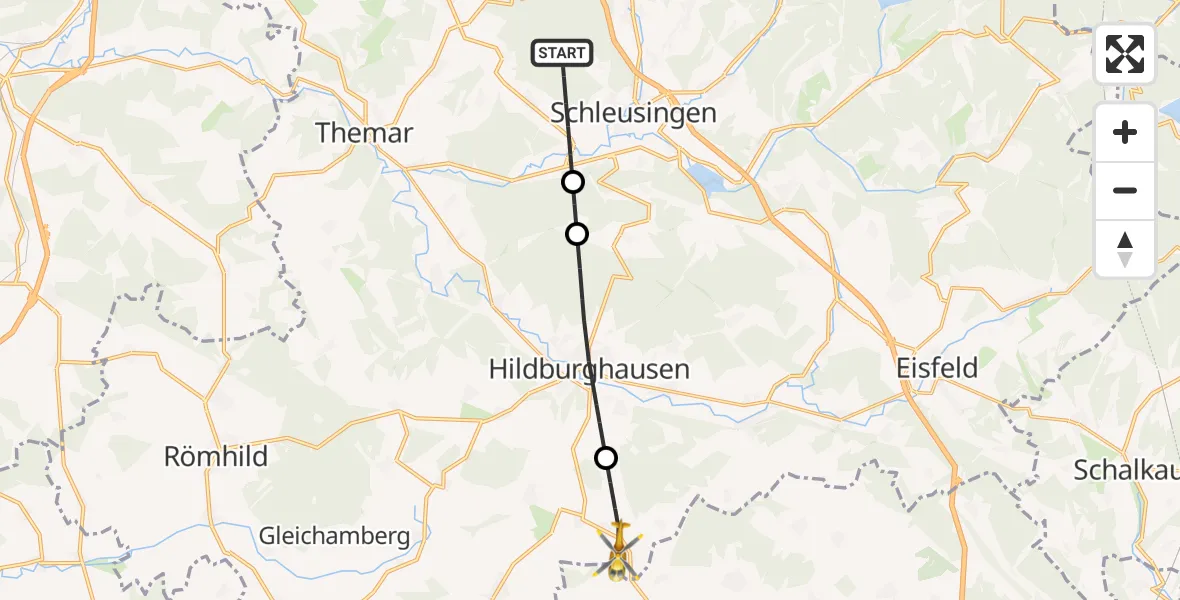 Flugroute Rettungshubschrauber Schleusingen - Straufhain, 07 Juni 2026, 17:51