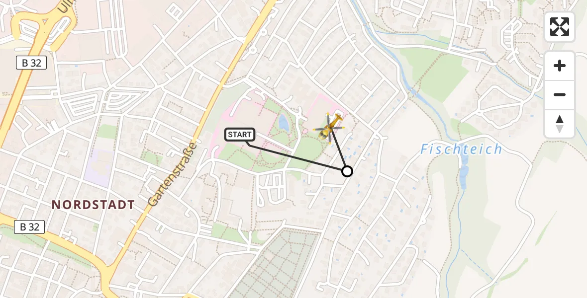 Flugroute Rettungshubschrauber Sankt Elisabeth Hospital - Sankt Elisabeth Hospital Hubschrauberlandeplatz, 07 Juni 2026, 17:53