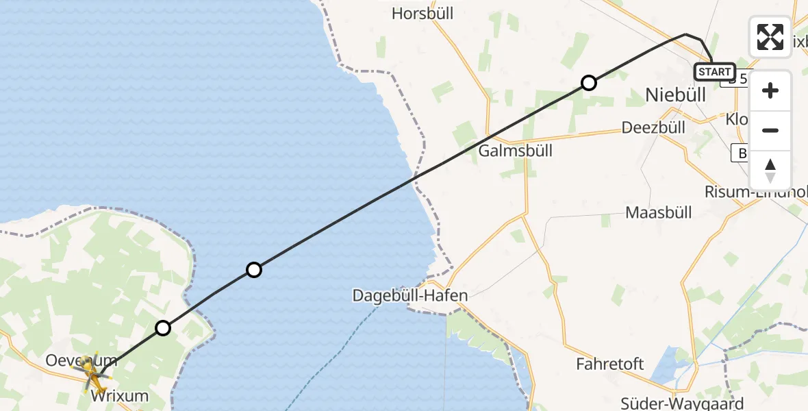 Flugroute Rettungshubschrauber Niebüll - Wrixum, 07 Juni 2026, 18:08