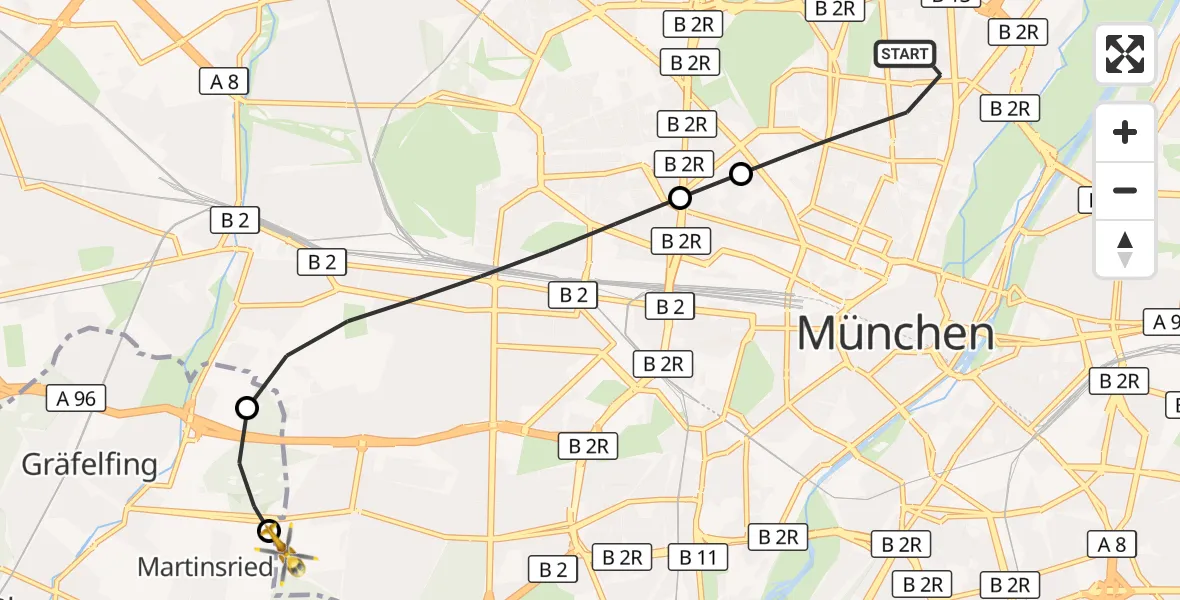 Flugroute Rettungshubschrauber München - DRF Air Rescue München Hubschrauberlandeplatz, 07 Juni 2026, 20:46