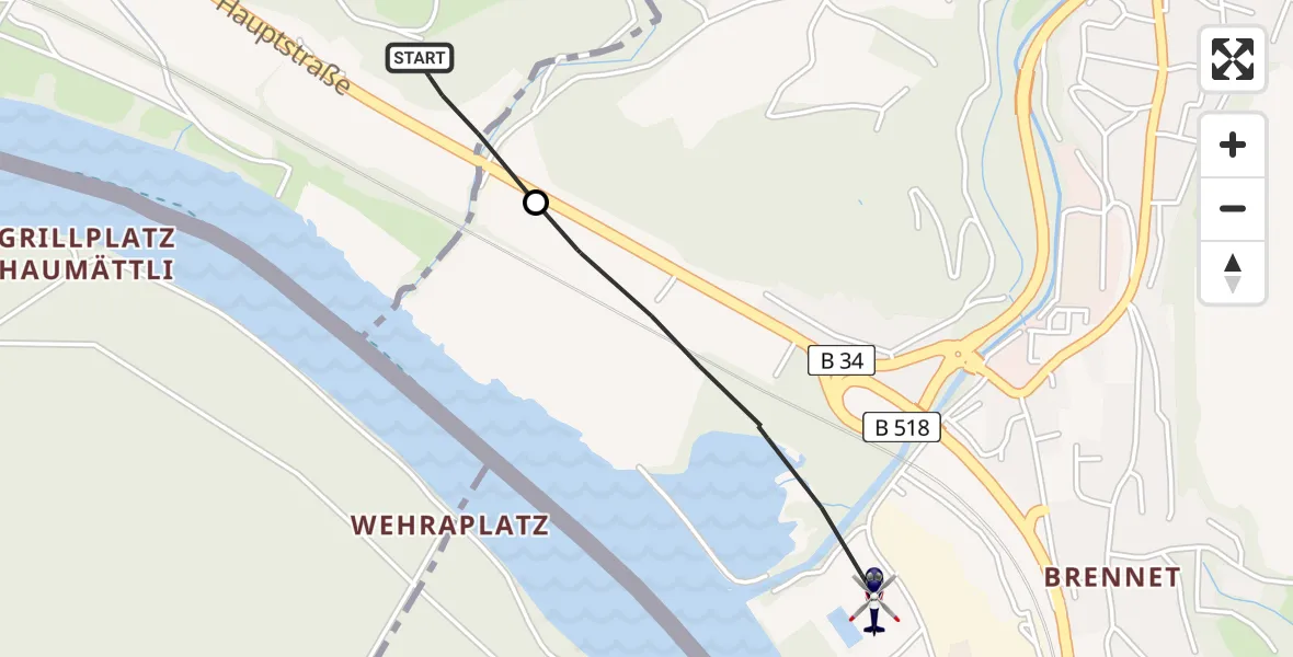Flugroute Polizeihubschrauber Schwörstadt - Wehr, 08 Juni 2026, 02:03