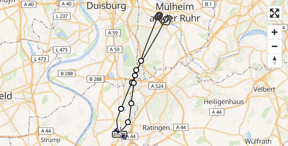 Flugroute Polizeihubschrauber Düsseldorf Flughafen - Düsseldorf Flughafen, 08 Juni 2026, 04:37