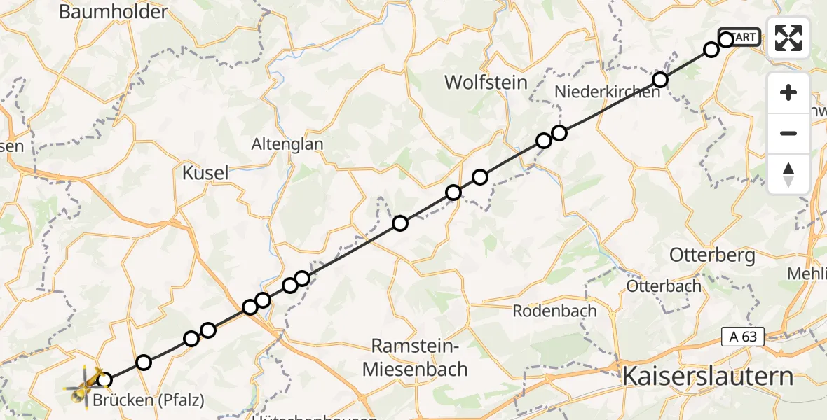 Flugroute Rettungshubschrauber Imsweiler UL - Altenkirchen, 08 Juni 2026, 05:51
