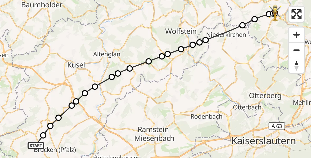 Flugroute Rettungshubschrauber Altenkirchen - Imsweiler UL, 08 Juni 2026, 06:26
