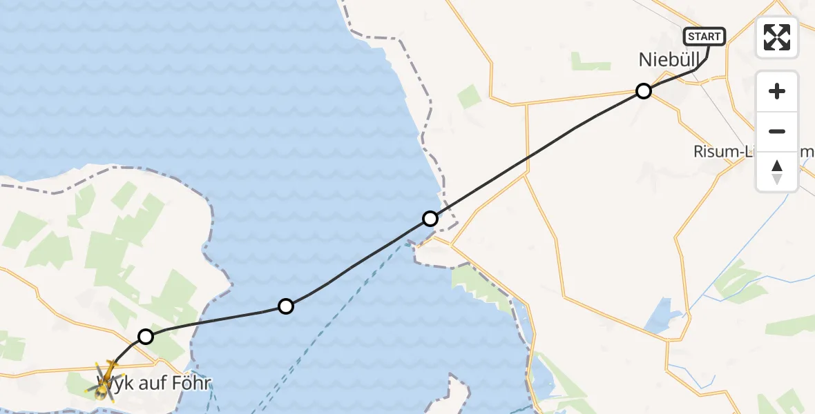 Flugroute Rettungshubschrauber Niebüll - Wrixum, 08 Juni 2026, 06:33
