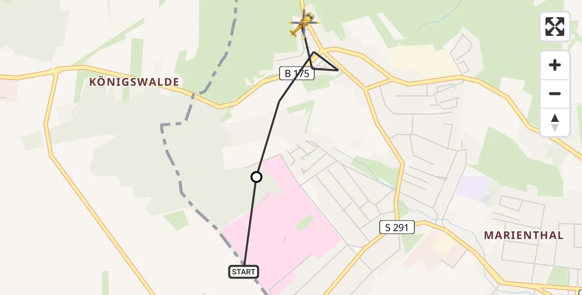 Flugroute Rettungshubschrauber ADAC Air Rescue Station Zwickau Hubschrauberlandeplatz - Zwickau, 08 Juni 2026, 06:35