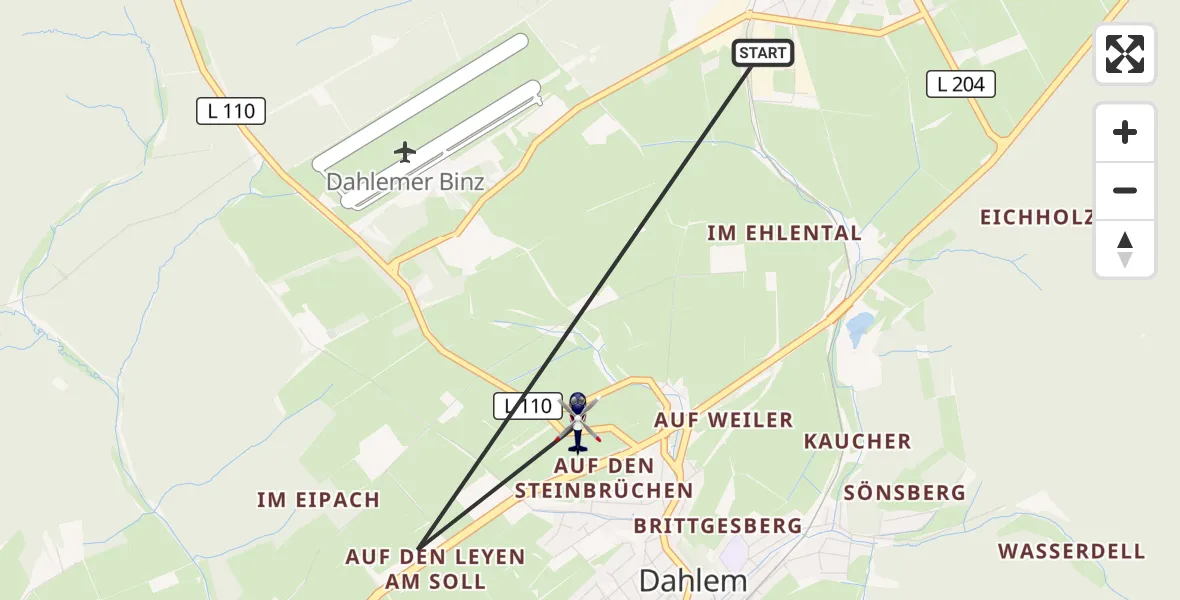 Flugroute Polizeihubschrauber Dahlem - Dahlem, 08 Juni 2026, 08:18