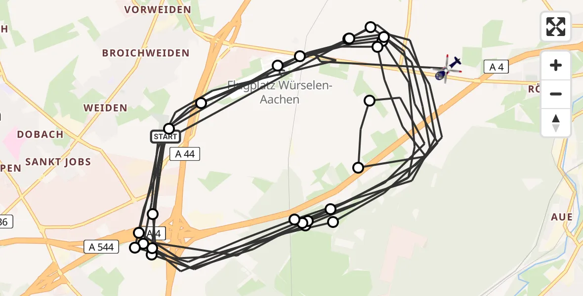 Flugroute Polizeihubschrauber Würselen - Eschweiler, 08 Juni 2026, 08:20