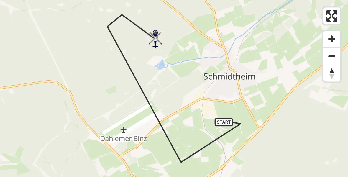 Flugroute Polizeihubschrauber Dahlem - Dahlem, 08 Juni 2026, 08:25