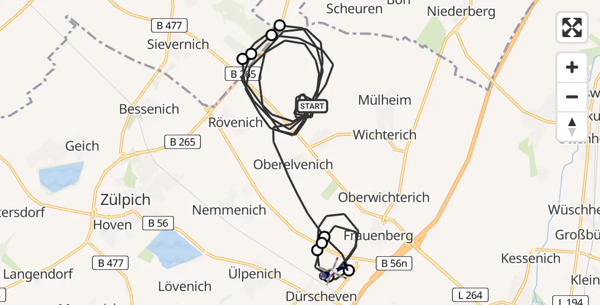 Flugroute Polizeihubschrauber Zülpich - Euskirchen, 08 Juni 2026, 08:36