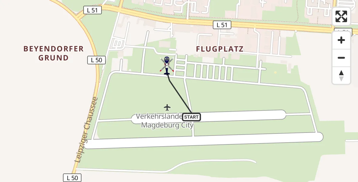 Flugroute Polizeihubschrauber Magdeburg City Flugplatz - Magdeburg City Flugplatz, 08 Juni 2026, 09:02