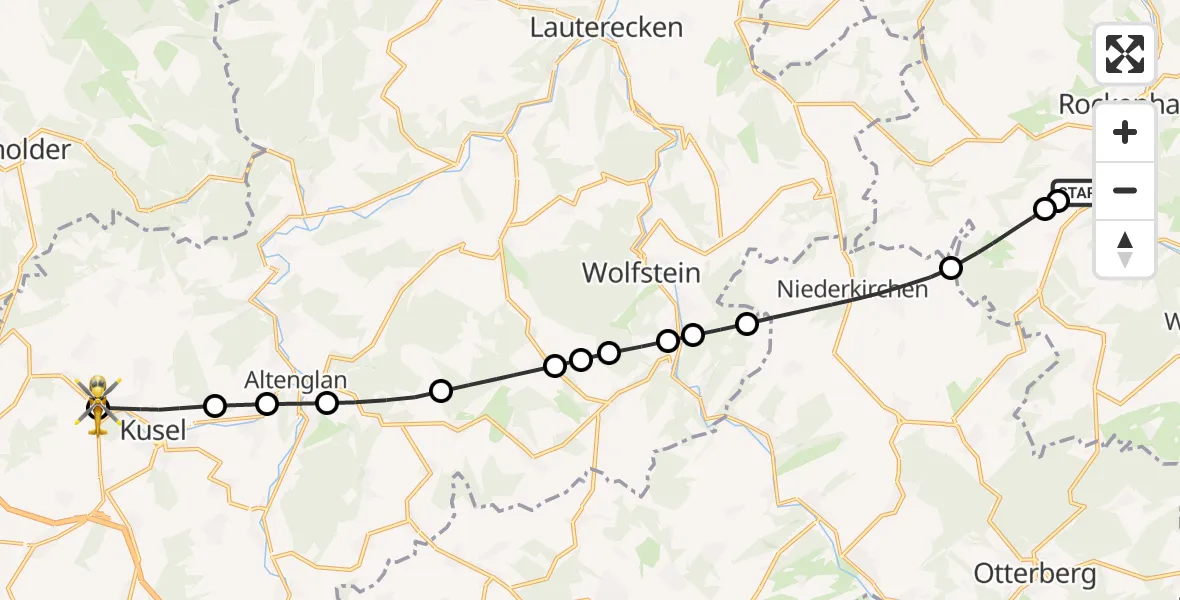 Flugroute Rettungshubschrauber Imsweiler UL - Ruthweiler, 08 Juni 2026, 09:04