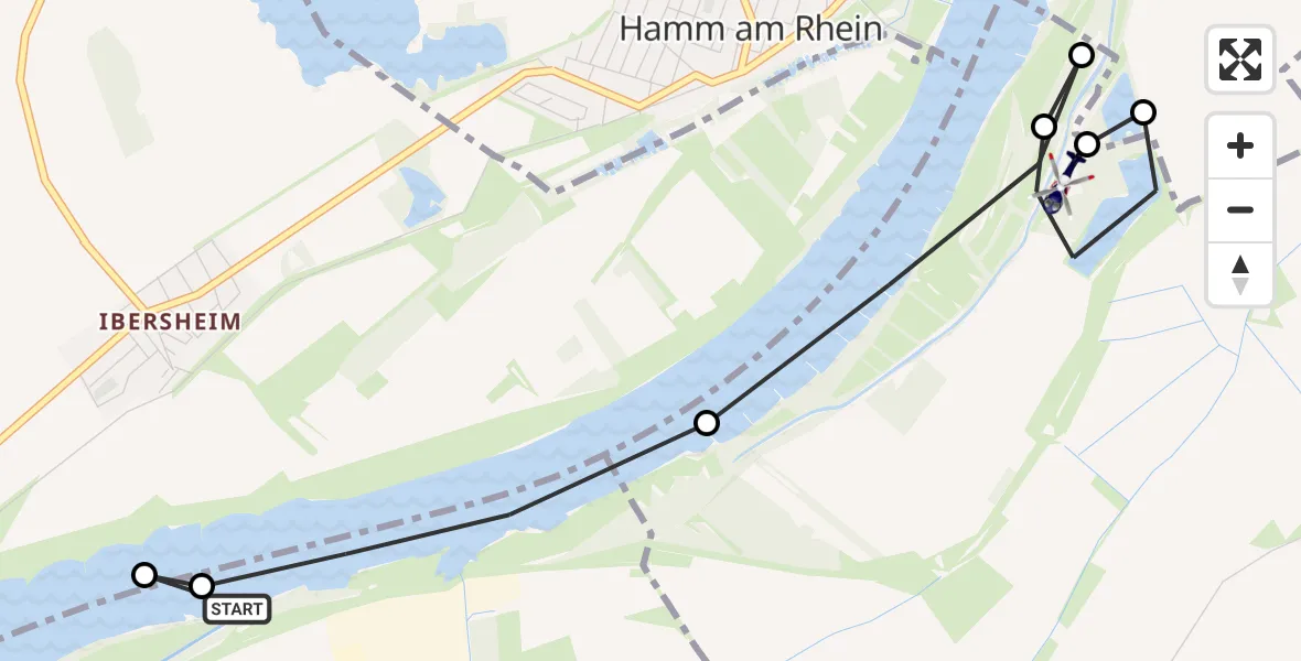 Flugroute Polizeihubschrauber Biblis - Groß-Rohrheim, 08 Juni 2026, 09:23