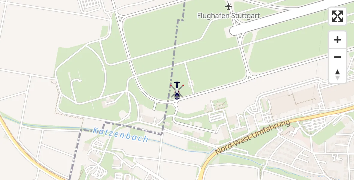 Flugroute Polizeihubschrauber Flughafen Stuttgart - Flughafen Stuttgart, 08 Juni 2026, 09:58