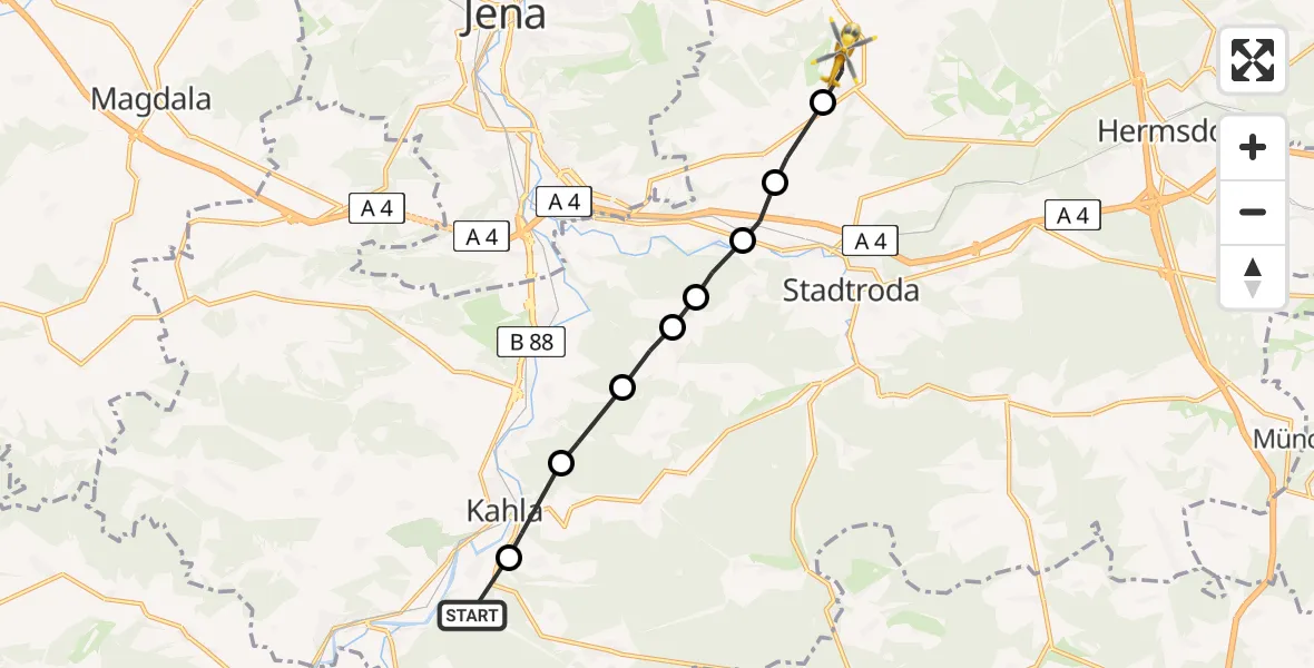 Flugroute Rettungshubschrauber Kleineutersdorf - Schöngleina, 08 Juni 2026, 10:01