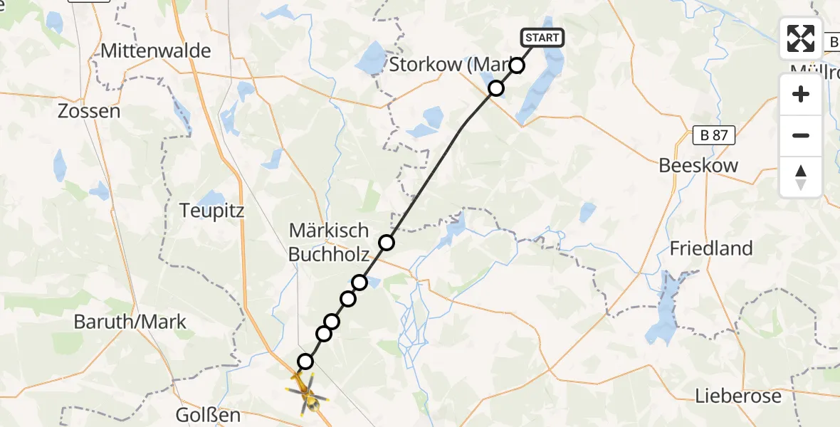 Flugroute Rettungshubschrauber Bad Saarow - Schönwald, 08 Juni 2026, 10:06