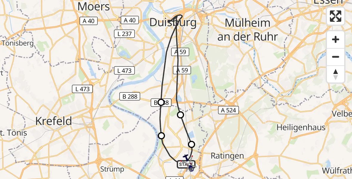 Flugroute Polizeihubschrauber Düsseldorf Flughafen - Düsseldorf Flughafen, 08 Juni 2026, 10:48