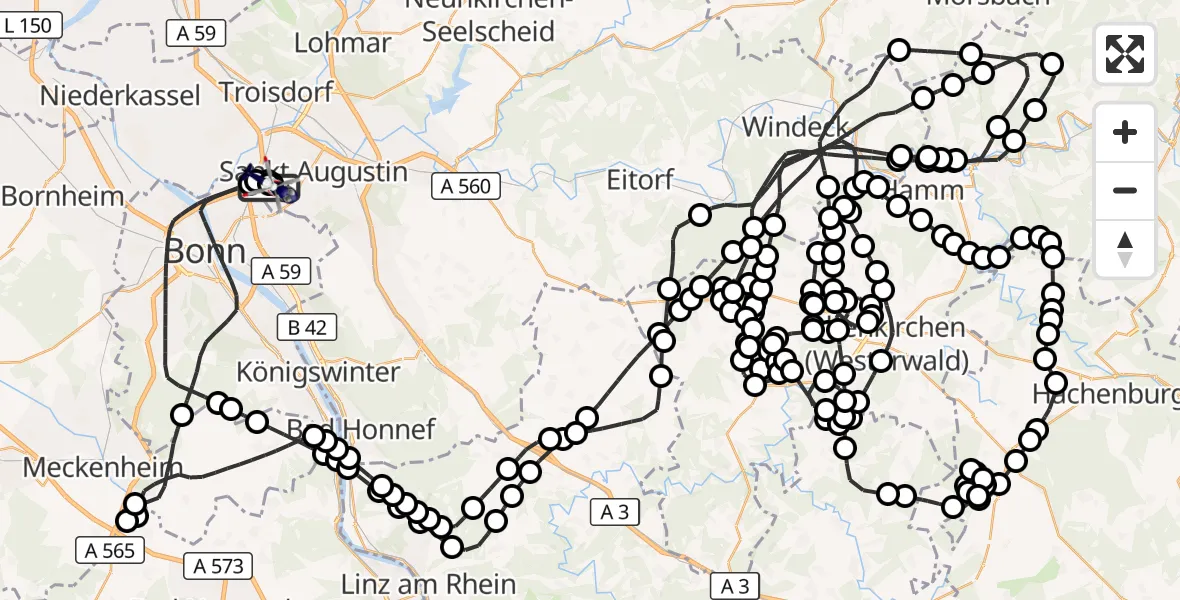 Flugroute Polizeihubschrauber Sankt Augustin - Sankt Augustin, 08 Juni 2026, 11:08