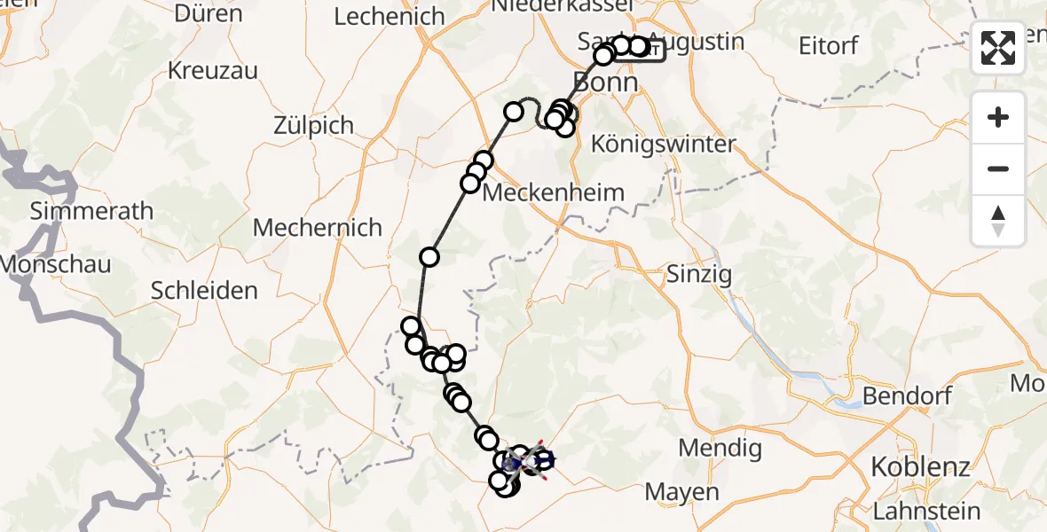 Flugroute Polizeihubschrauber Sankt Augustin - Herschbroich, 08 Juni 2026, 11:10