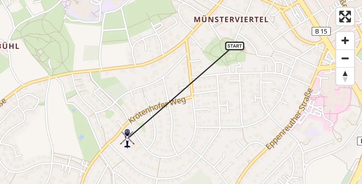 Flugroute Polizeihubschrauber Hof - Hof, 08 Juni 2026, 11:20