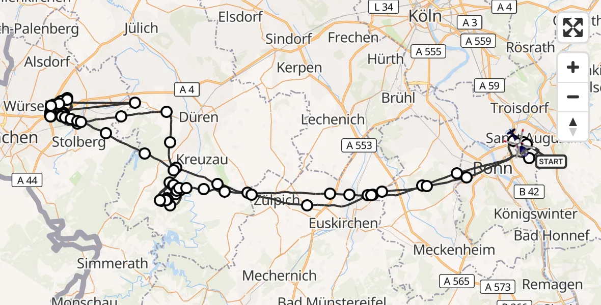 Flugroute Polizeihubschrauber Sankt Augustin - Sankt Augustin, 08 Juni 2026, 11:29
